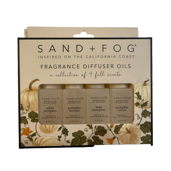 SAND AND FOG Fall Fragrance Diffuser Oils -4pk 0.33oz Variety Pumpkin Scents NEW - Picture 1 of 2